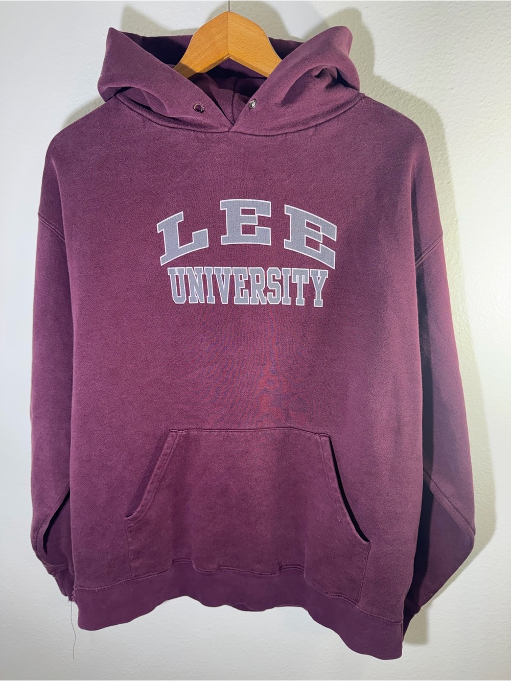Vintage Lee University Maroon Hooded Sweatshirt - Men's Pullover Hoodie
